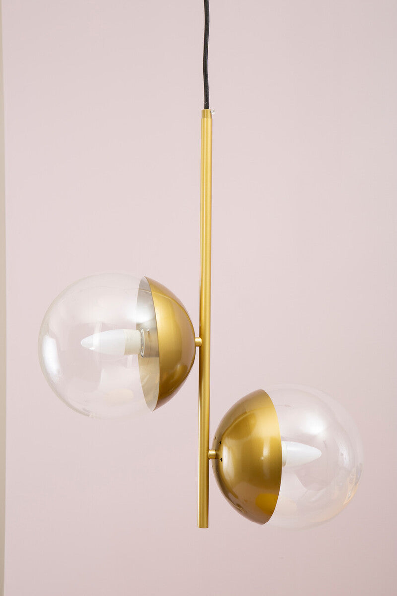 Gold Finish Pendant Light with Two Glass Shades | Revive