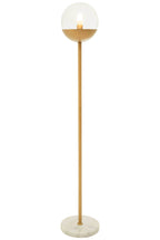 Gold Finish Metal Floor Lamp with White Marble Base | Revive