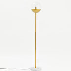 Gold Finish Metal Floor Lamp with White Marble Base | Revive