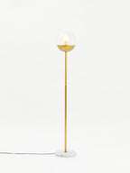 Gold Finish Metal Floor Lamp with White Marble Base | Revive