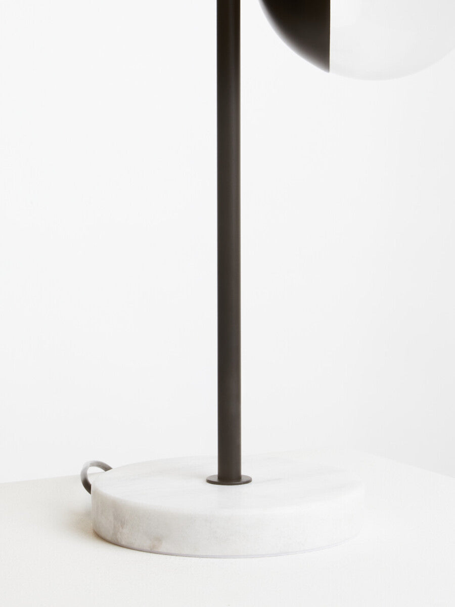 Two Light Black Metal and Marble Table Lamp | Revive