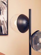 Two Light Black Metal and Marble Table Lamp | Revive