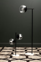 Two Light Black Metal and Marble Table Lamp | Revive