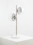 Two Light Chrome and White Marble Table Lamp | Revive
