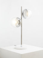 Two Light Chrome and White Marble Table Lamp | Revive