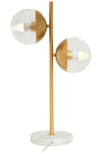 Two Light Gold Finish Table Lamp with White Marble Base | Revive
