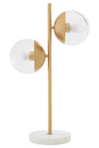Two Light Gold Finish Table Lamp with White Marble Base | Revive