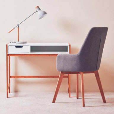 Matte Grey and Wood Adjustable Desk Lamp | Stockholm