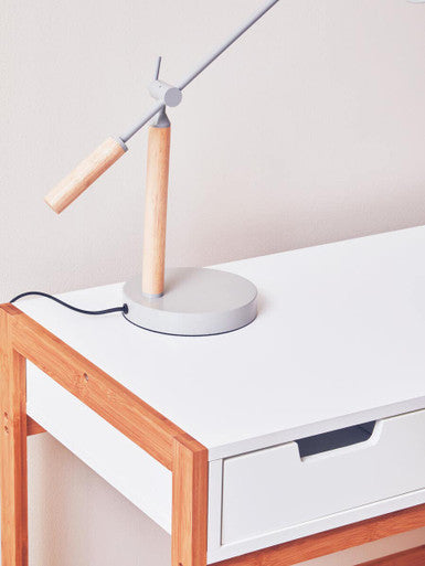 Matte Grey and Wood Adjustable Desk Lamp | Stockholm