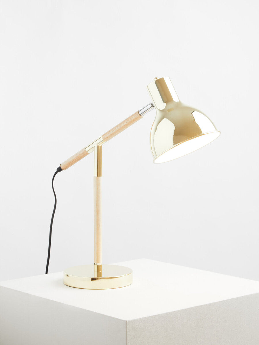 Adjustable Desk Lamp in Shiny Brass Finish | Stockholm