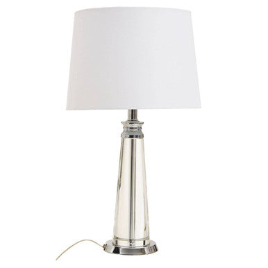 Clear Crystal Table Lamp with Chrome Base | Helvetia