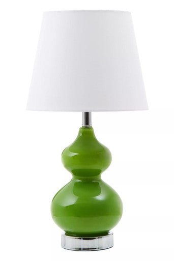 Green Glass Table Lamp with White Shade | Heidy
