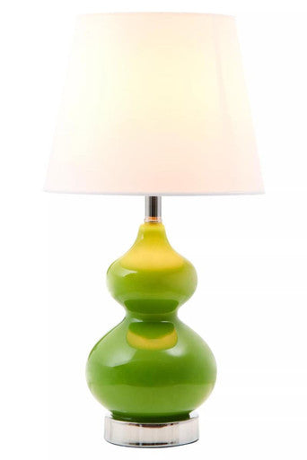 Green Glass Table Lamp with White Shade | Heidy