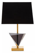 Smoked Crystal Table Lamp with Gold Metal | Halina