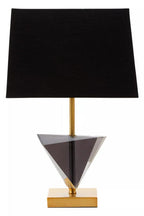 Smoked Crystal Table Lamp with Gold Metal | Halina