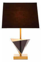 Smoked Crystal Table Lamp with Gold Metal | Halina