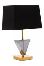 Smoked Crystal Table Lamp with Gold Metal | Halina
