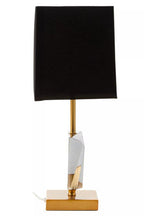 Smoked Crystal Table Lamp with Gold Metal | Halina