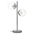 Two Light Silver and Black Marble Table Lamp | Revive