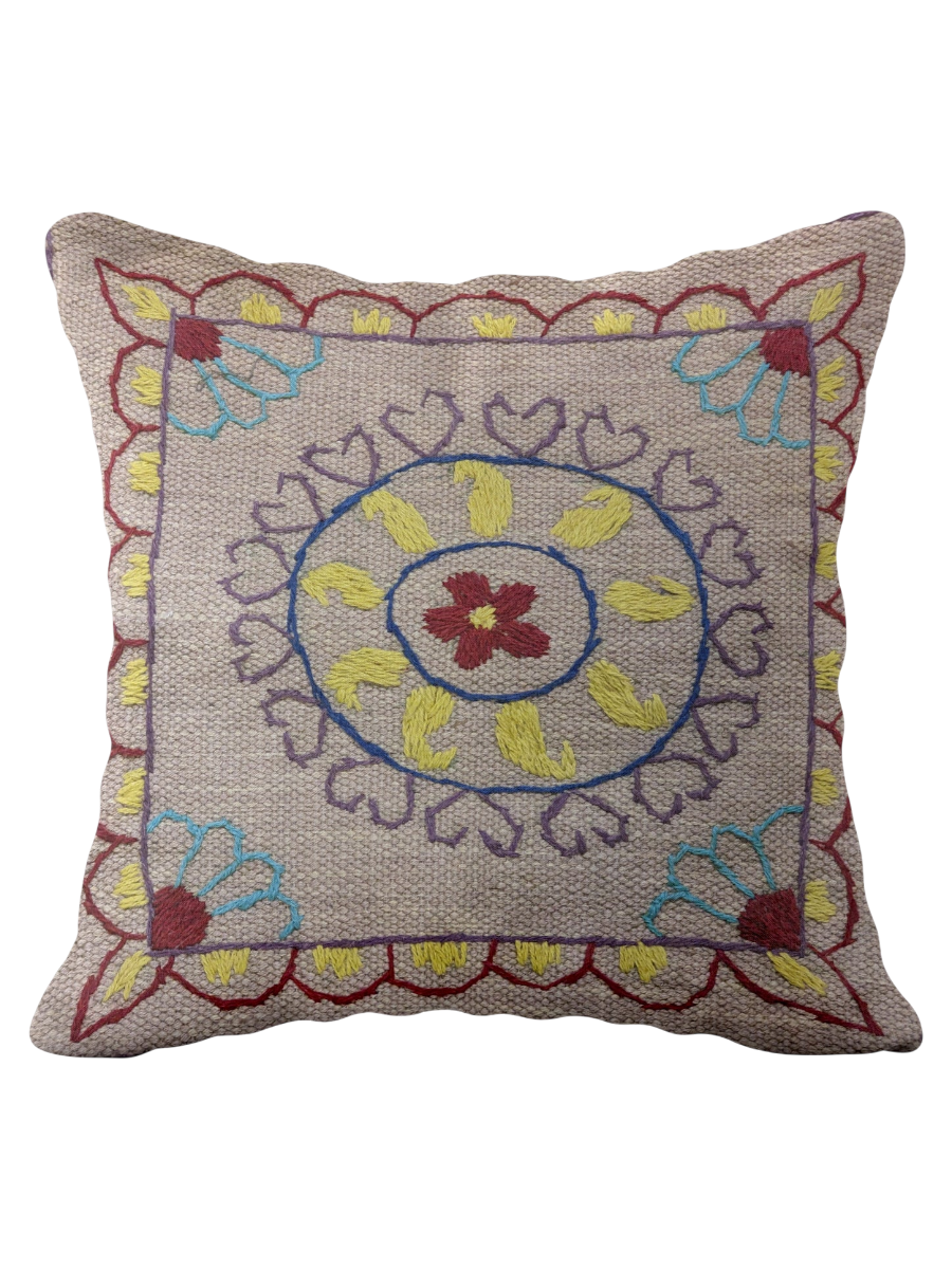 Suzani Hand Embroidered Cushion Cover - 45 x 45 cm