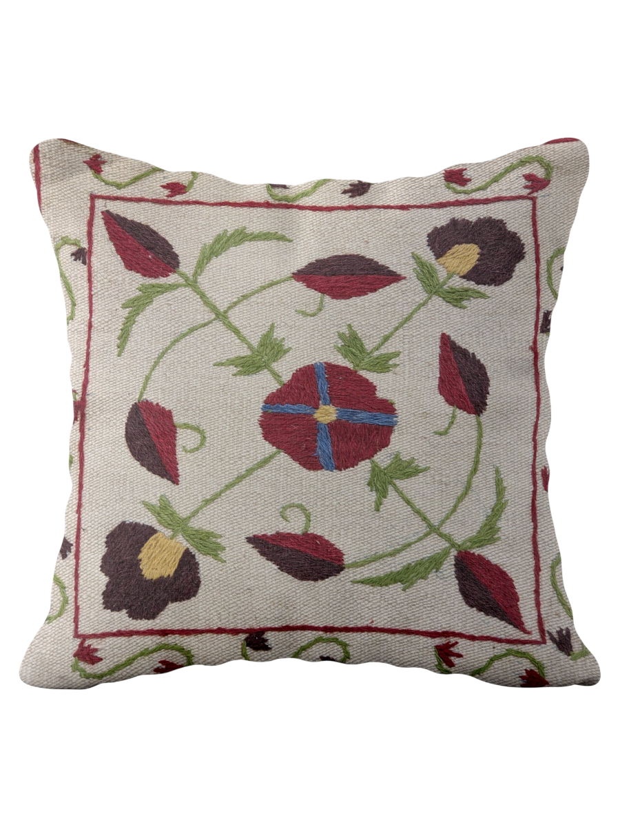 Suzani Hand Embroidered Cushion Cover - 45 x 45 cm
