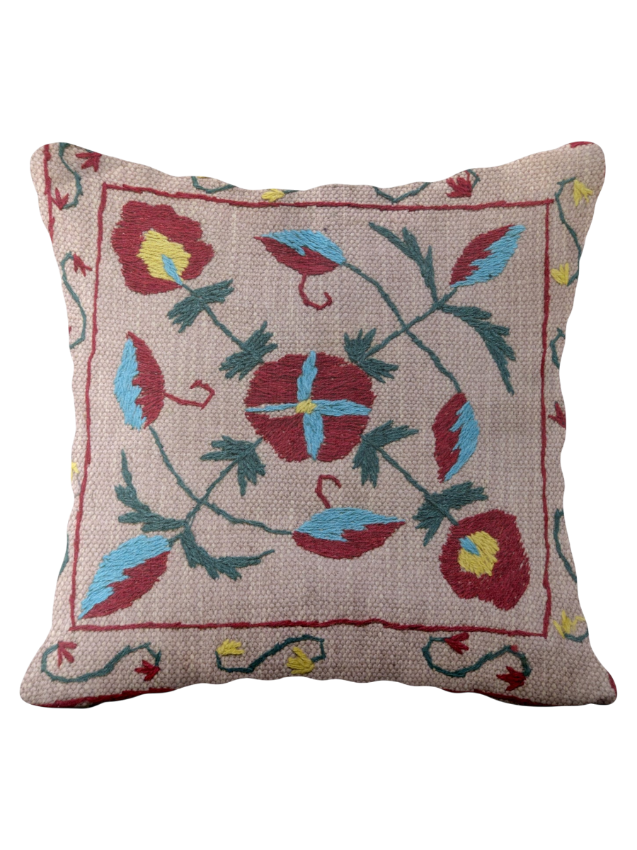 Suzani Hand Embroidered Cushion Cover - 45 x 45 cm