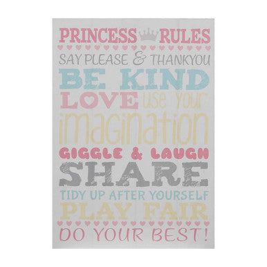 Kids Princess Rules | Wall Plaque