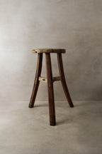 Vintage Rustic Elm Wood Stool - Round - No 3