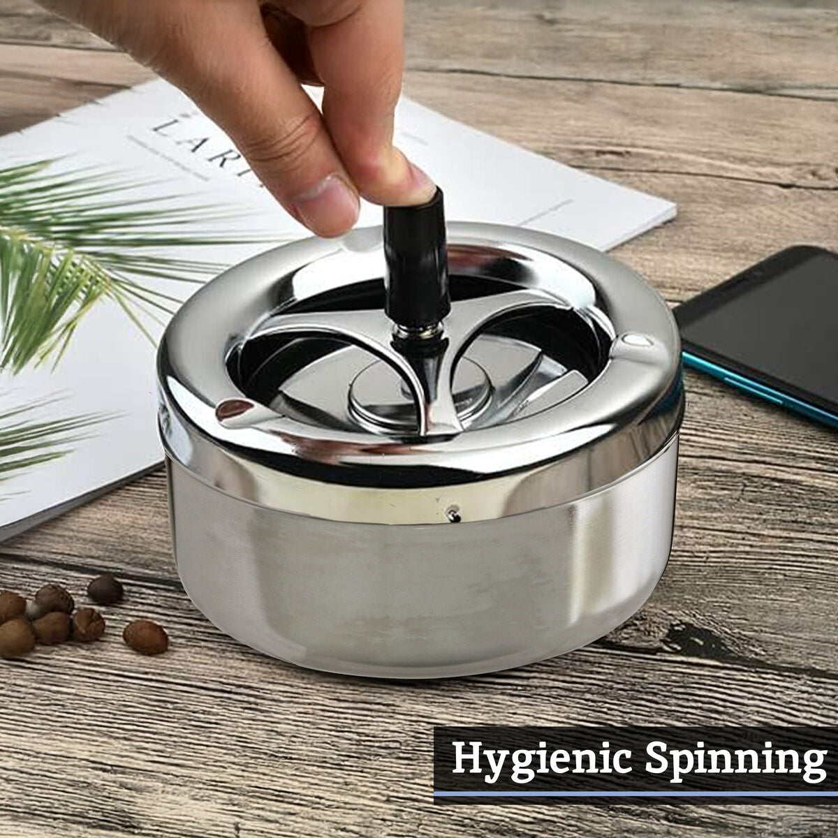 Chrome Effect Large Spinning Ashtray | Siberia