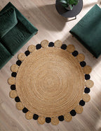 Bosie Large Natural and Black Jute Rug | Demir