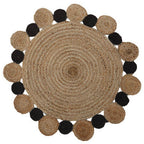 Bosie Small Round Natural and Black Jute Rug | Demir