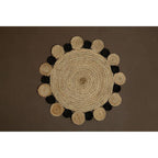 Bosie Small Round Natural and Black Jute Rug | Demir