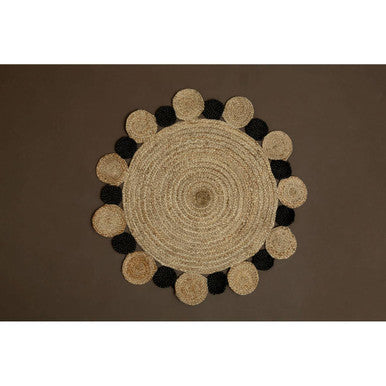 Bosie Small Round Natural and Black Jute Rug | Demir