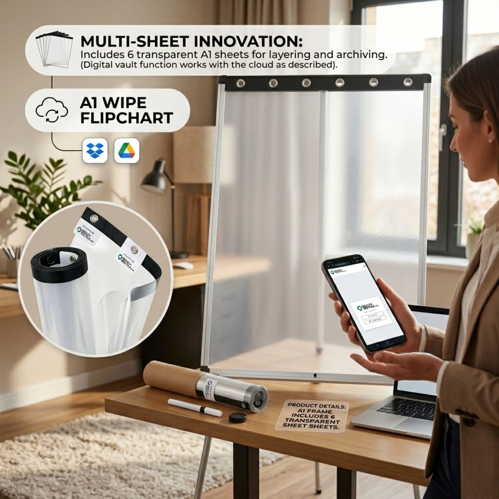 Smart Reusable Dry-wipe Flipchart