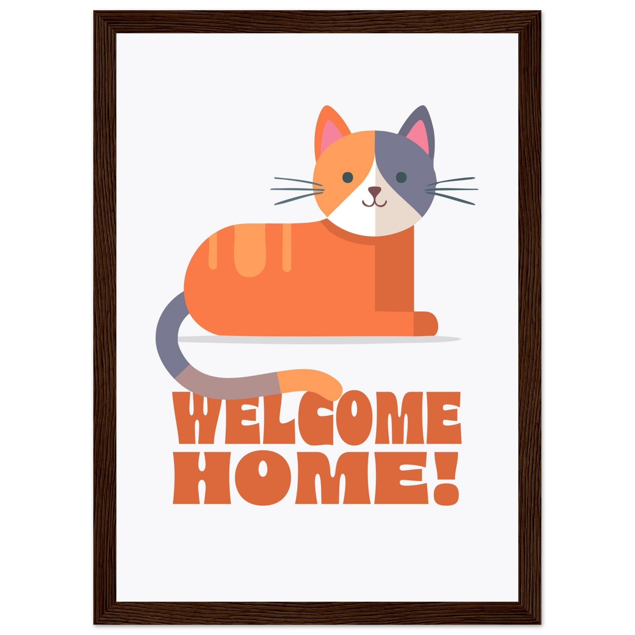 'Welcome Home!' (Cat) - Premium Matte Paper Wooden Framed Poster