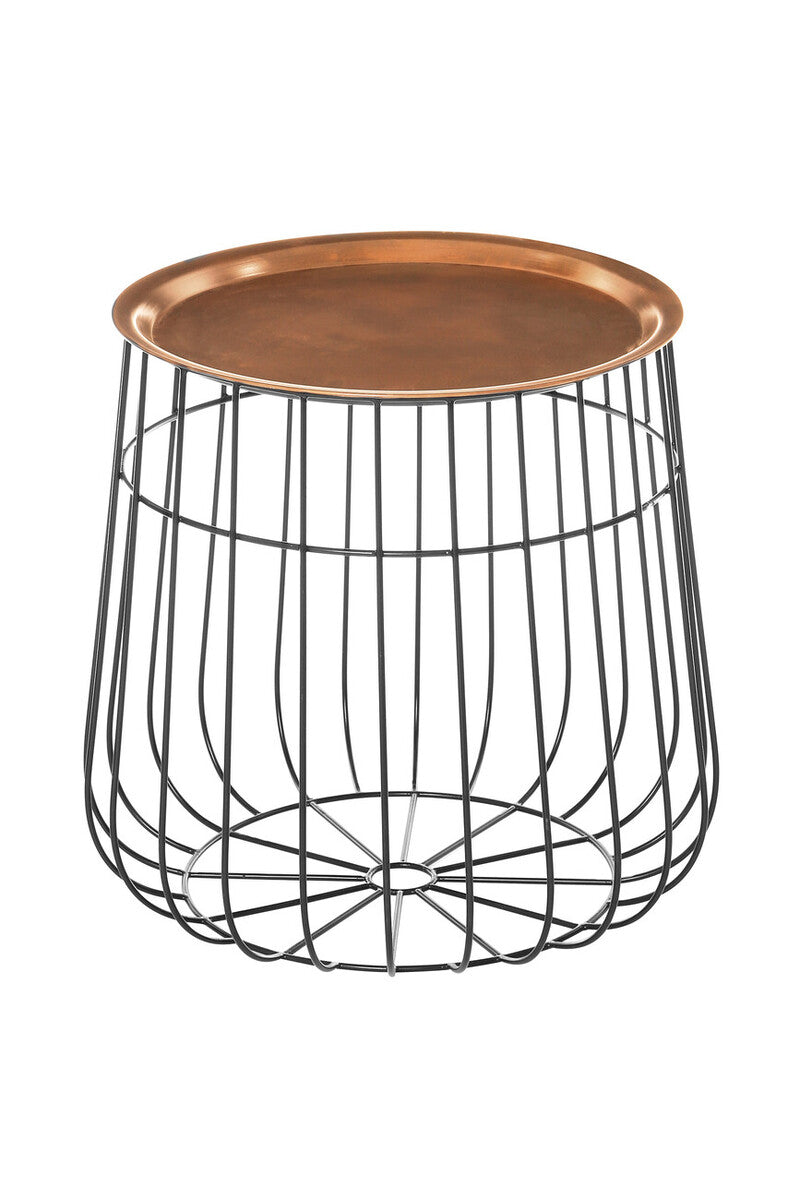 Gold Finish Copper Tray Top and Black Finish Base Side Table | Templar