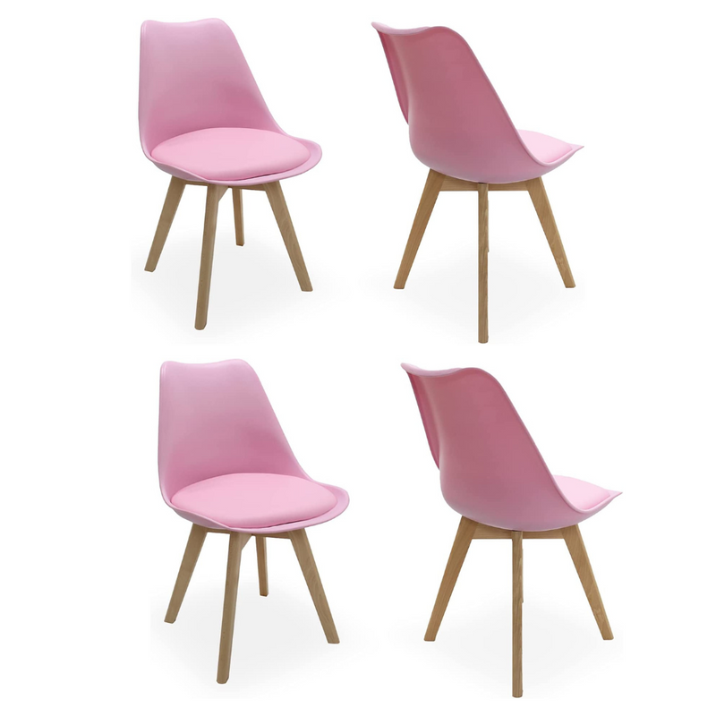 White Halo Dining Table & Set of 4 Lorenzo Jamie Tulip Dining Chairs with Padded Seat