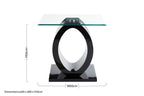 Tempered Glass Top O-Shaped Side Table with Black MDF Base, Halo