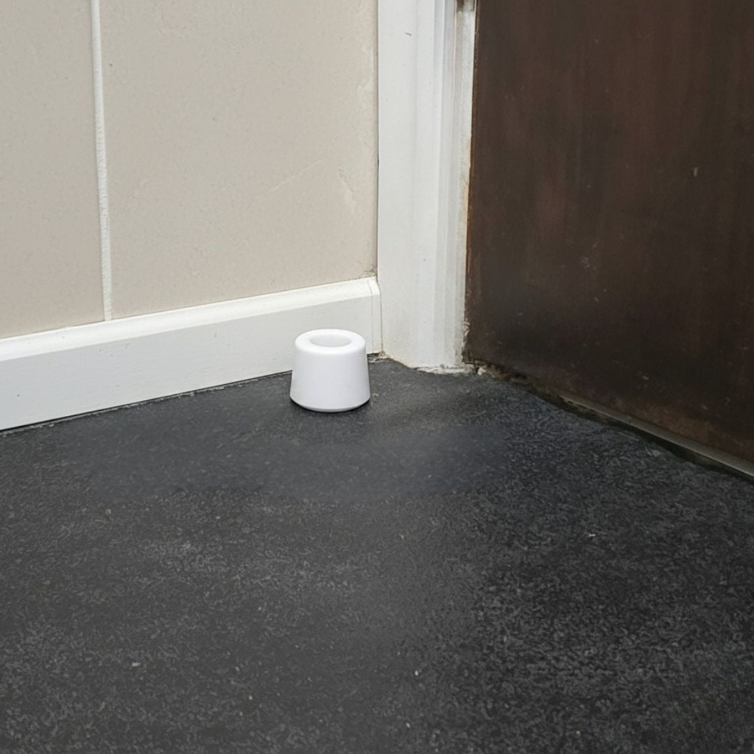 Floor Mounted Cylindrical Door Stopper, White (2-pack)