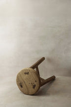 Vintage Rustic Elm Wood Stool - Round - No 7