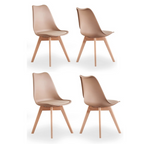 White Halo Dining Table & Set of 4 Lorenzo Jamie Tulip Dining Chairs with Padded Seat
