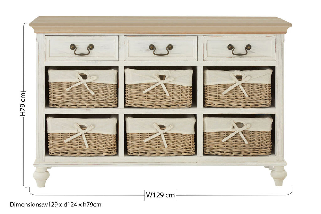 Storage Cabinet with 6 Willow Baskets | Hendra