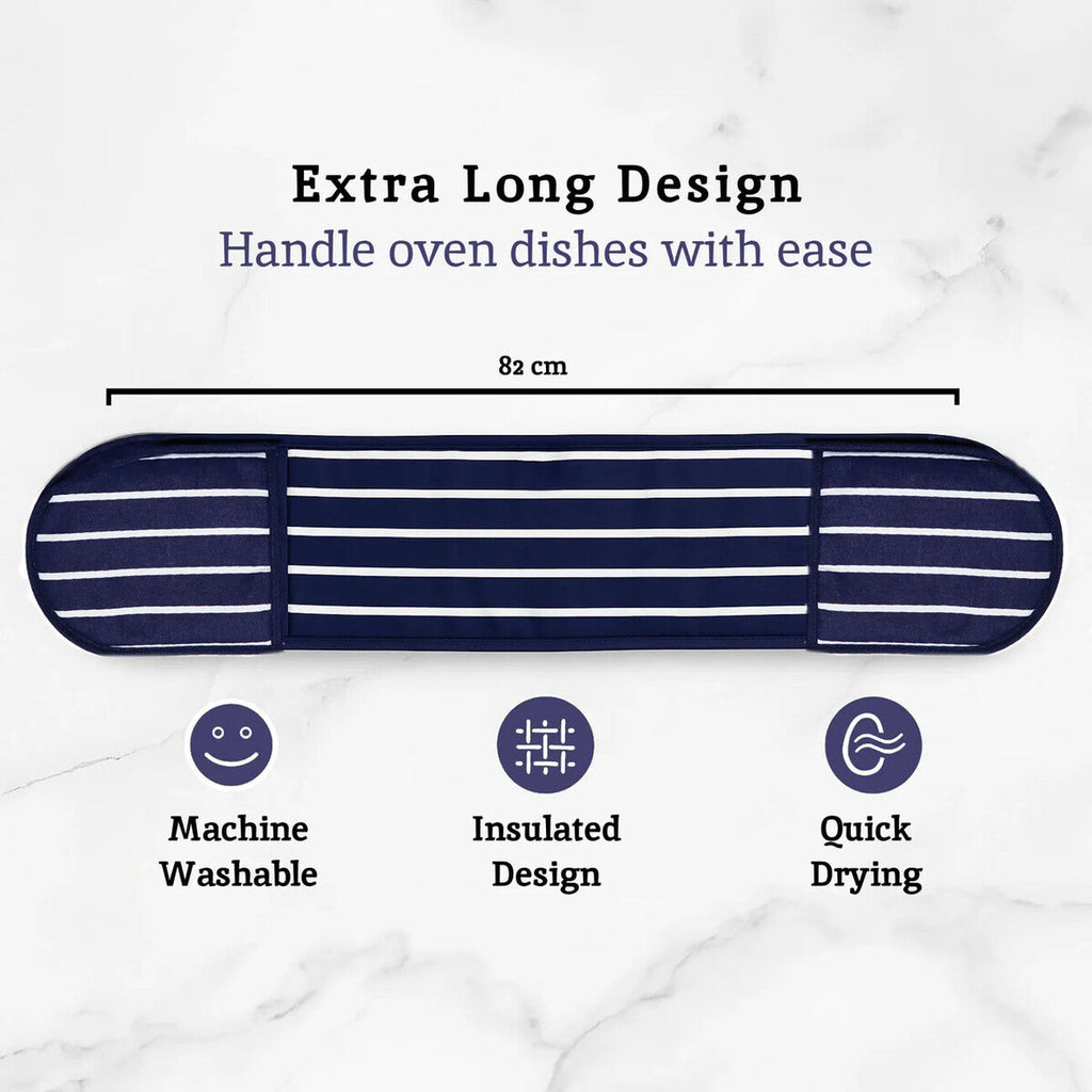 Navy Double Oven Glove | Butcher Stripe
