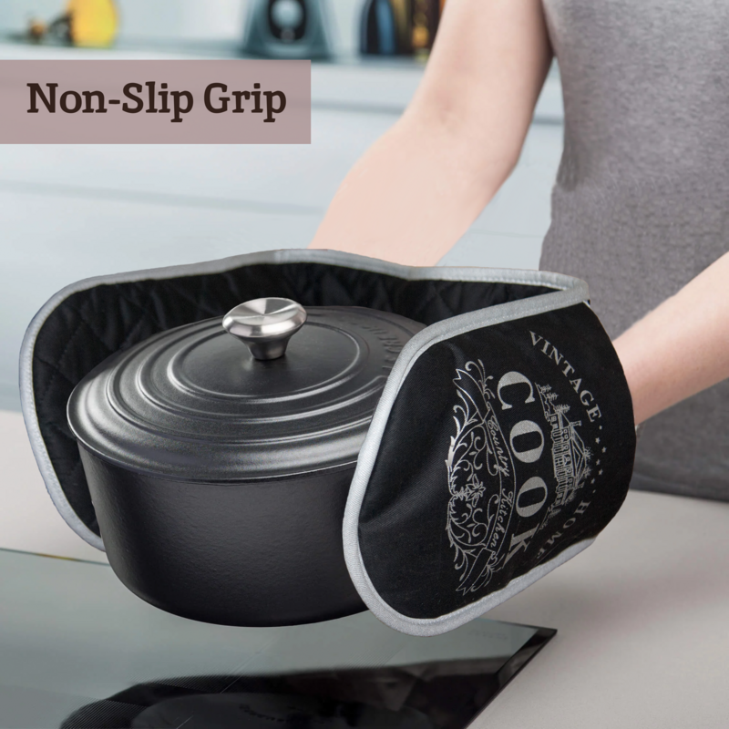Black Double Oven Glove | Vintage Home