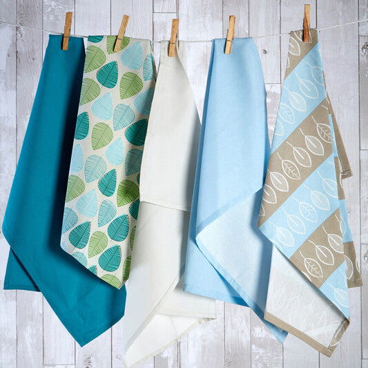 Set of Three Tea Towels | Green Leaf