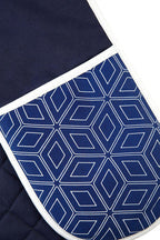 White Blue Double Oven Glove | Modern Retro