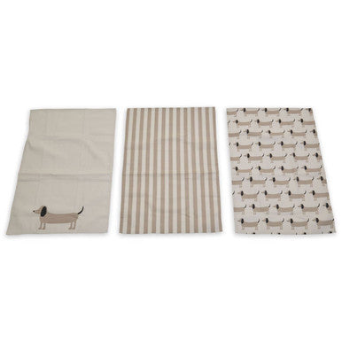 Set of Three Tea Towels | Sausage Dog