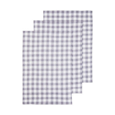 Set of Three Grey and White Cotton Tea Towels | Doro