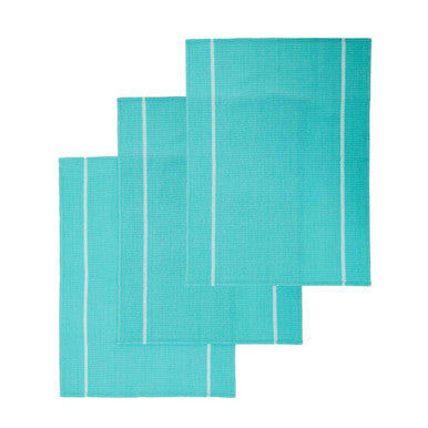 Set of 3 Green and White Waffle Tea Towels | Doro