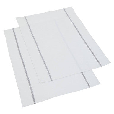 Set of 3 White and Grey Violet Waffle Tea Towels | Doro